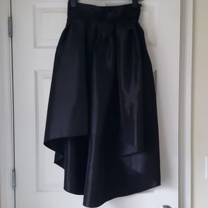 Black High Waisted Midi High Low Skirt
